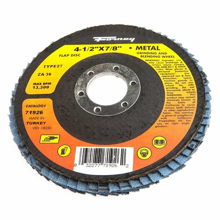 FORNEY Flap Disc, Type 27, 4-1/2 in x 7/8 in, ZA36 71926